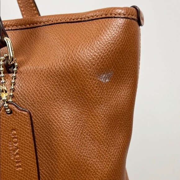 Coach Fall Autumn Brown Textured Pebbled Leather Zipper Tote Shoulder Bag - Picture 4 of 16